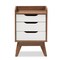 Baxton Studio Brighton Mid-Century White and Walnut Wood 3-Drawer Storage Nightstand 137-7498 - alternate 4